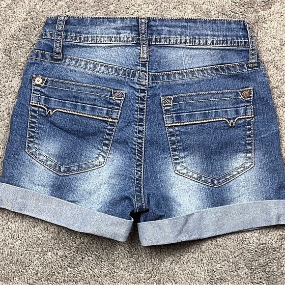 Wallflower Cuff Denim Blue Jean Shorts - Picture 4 of 7